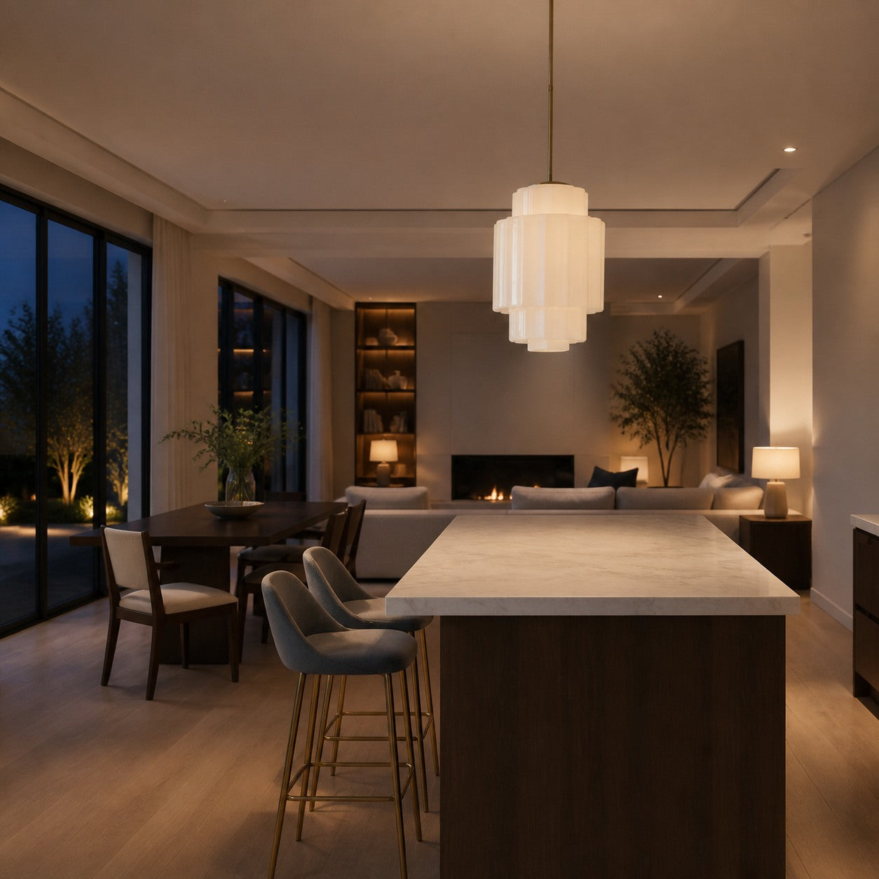 Vexrona Glas-Pendelleuchte – Elegante, verstellbare Metall-Aufhängestange für Wohnzimmer und Bar