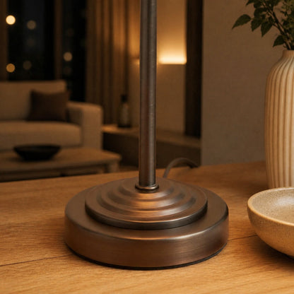 Bronzuno Schreibtischlampe mit strukturiertem Stoffbezug – Moderne Leuchte mit Metallfuß für Büros oder Lounges