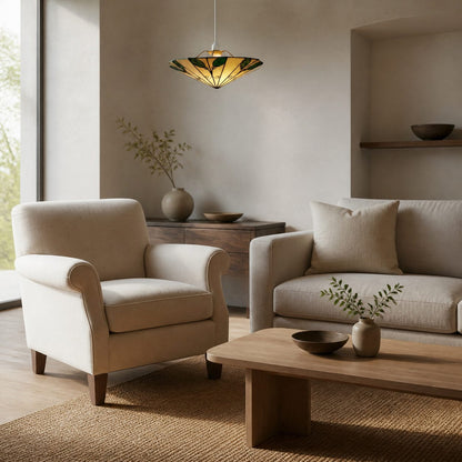 TF Harken Tiffany Style Leaf Pendant Shade Stained Glass Lamp Shade for Living Room and Bedroom