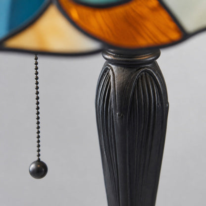 TF Hector Art Nouveau Table Lamp – Stained Glass Shade Decorative Lighting for Living Room or Bedroom