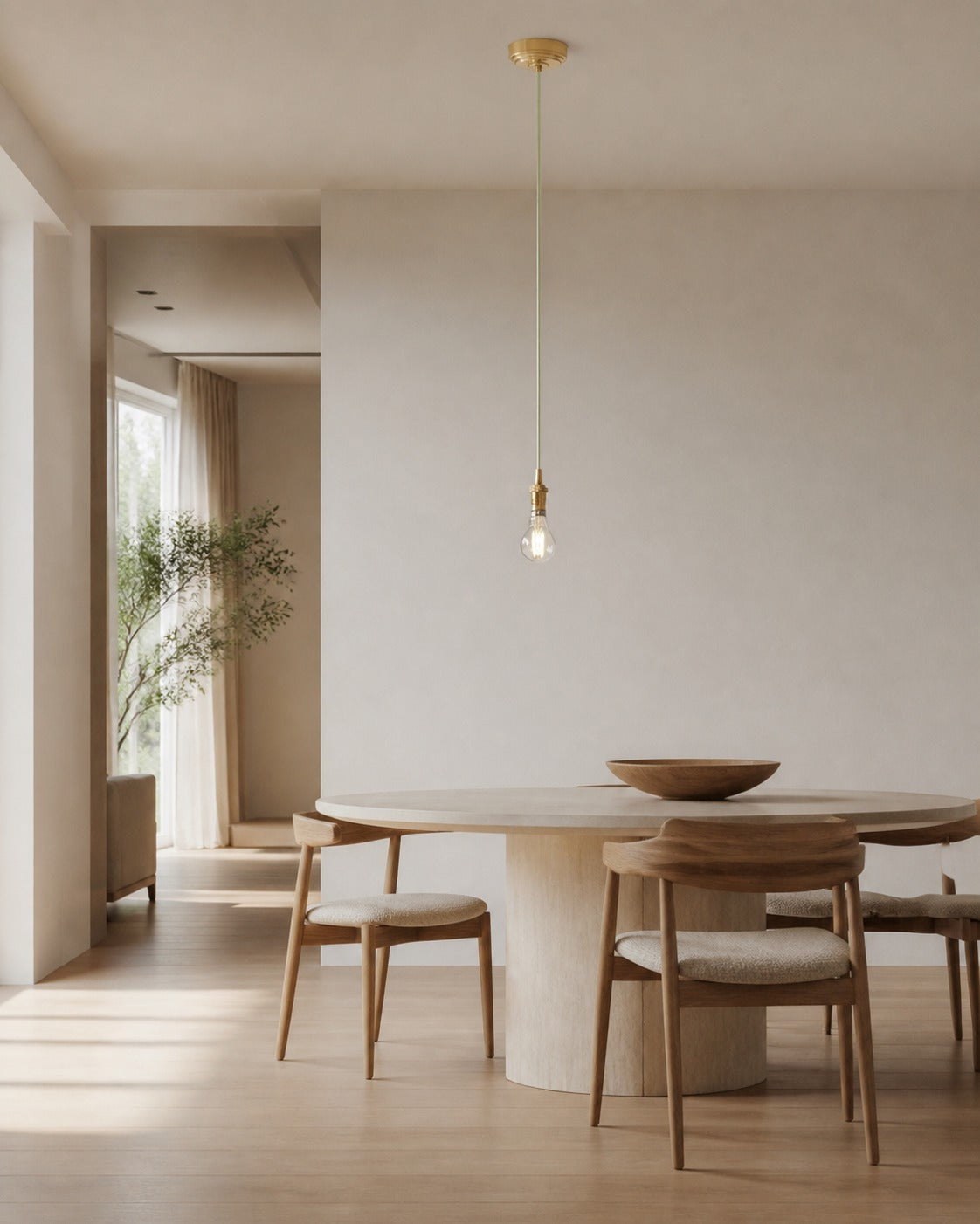 Moderne Pendelleuchte aus Messing von Plaitar – Minimalistische Deckenleuchte mit geflochtenem Kabel für Flure
