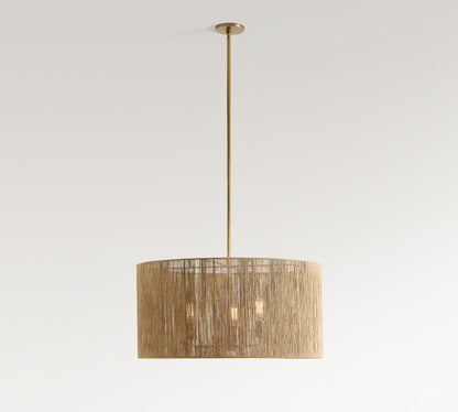 Dumora Antique Brass Drum Pendant Lamp - Farmhouse Style Lamp for Living Room