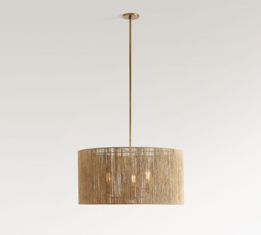 Dumora Antique Brass Drum Pendant Lamp - Farmhouse Style Lamp for Living Room