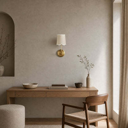 Glissum Contemporary Metal and Linen Wall Lamp with Soft Diffused Shade for Hallway or Entry