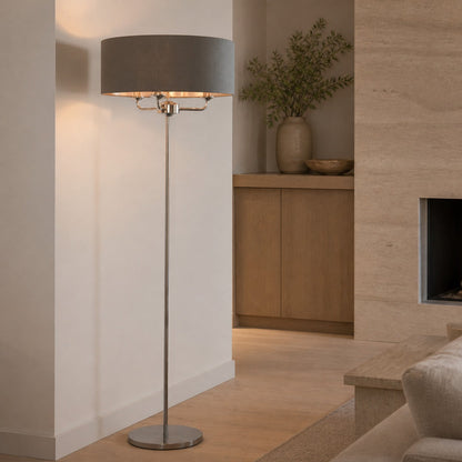 Tela Drum Shade Floor Lamp - Contemporary Fabric Standing Lamp for Home Office