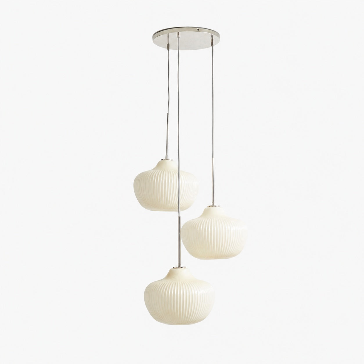 Rivrona Kronleuchter aus geripptem Glas mit 3 Lichtern – Skulpturale moderne Beleuchtung für Zuhause