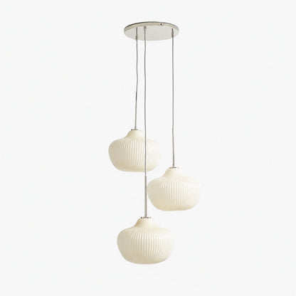 Rivrona Kronleuchter aus geripptem Glas mit 3 Lichtern – Skulpturale moderne Beleuchtung für Zuhause