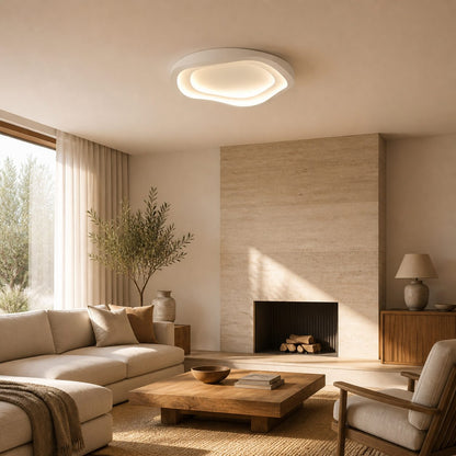 Aeris Elionis LED-Deckenleuchte mit Wellenmuster – Minimalistische Einbauleuchte aus Eisen und Acryl für das Wohnzimmer