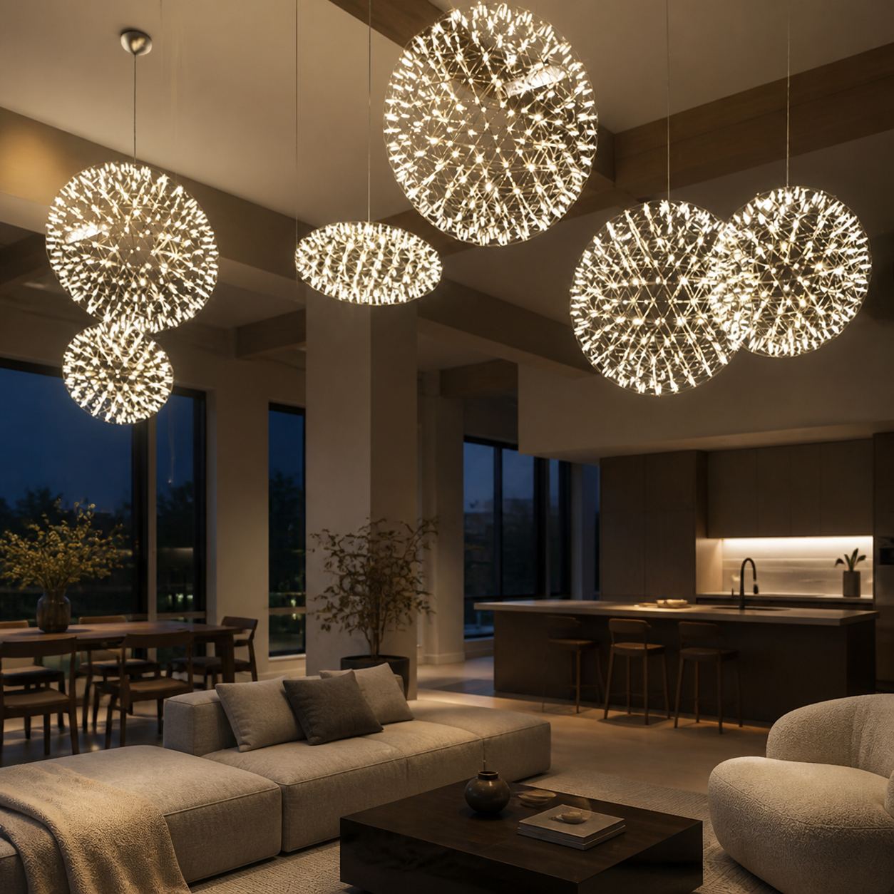 Silver Spark Ball Pendant Light