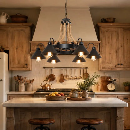 Rustic farmhouse rope chandelier
