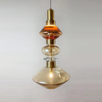 Minimalistische Ballett-Pendelleuchte - Eisen-Metall-Glas-Gold-Bernstein-Innenbeleuchtung