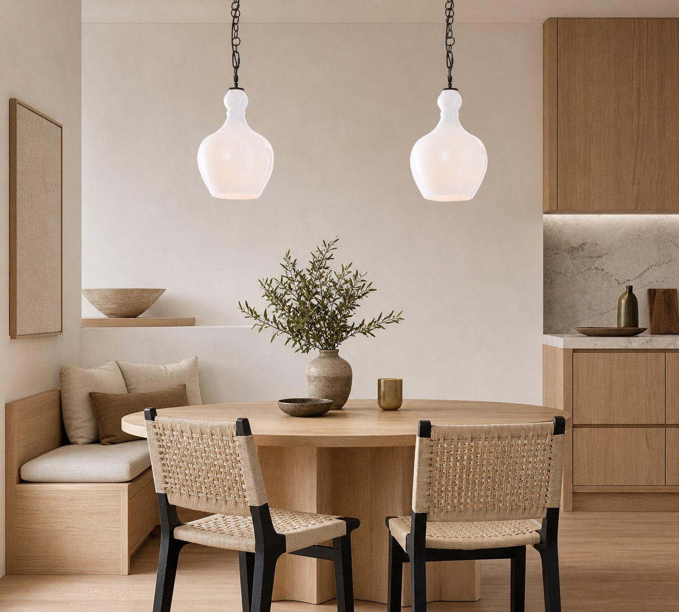 Lawson Glas-Pendelleuchte – Recyceltes und Milchglas mit Bronze-Akzent