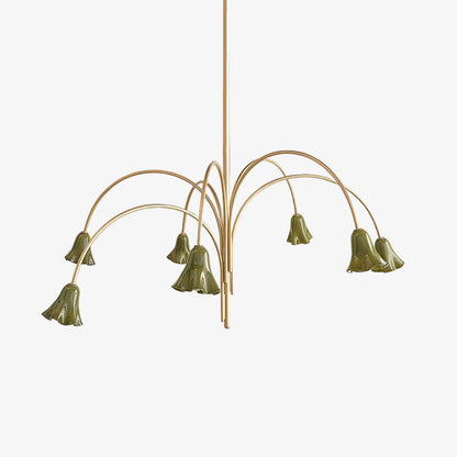 Bellina Sculptural Glass Lily Chandelier – Modern Romantic Pendant Light for High Ceilings