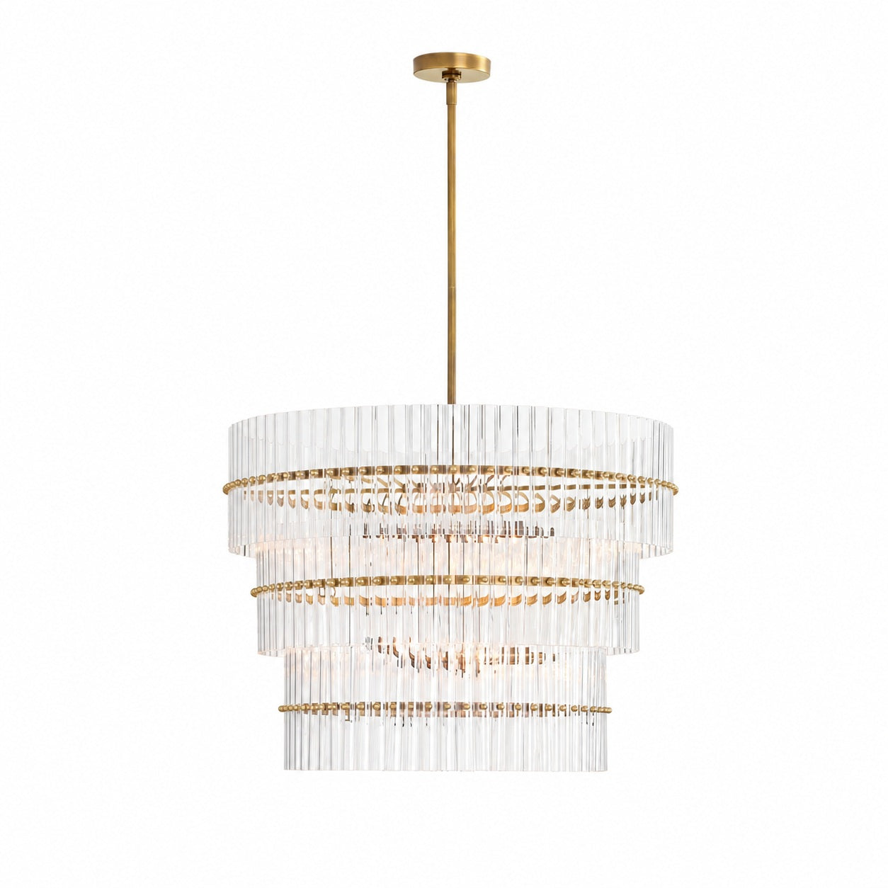 Lumora Kristall-Pendelleuchte – Elegantes Trommelmessing und geschliffenes Glas