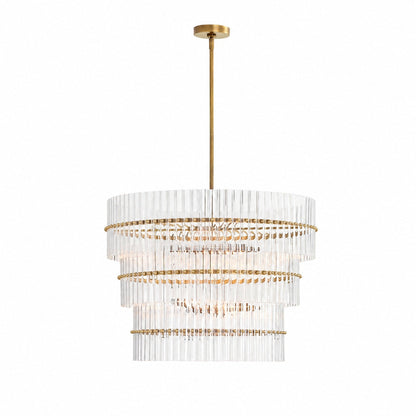 Lumora Kristall-Pendelleuchte – Elegantes Trommelmessing und geschliffenes Glas