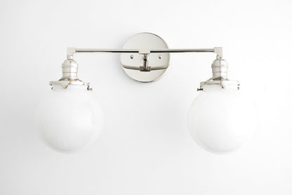 Lumio Globe Glass Globe Vanity Light - Modern Two Light Bathroom Sconce