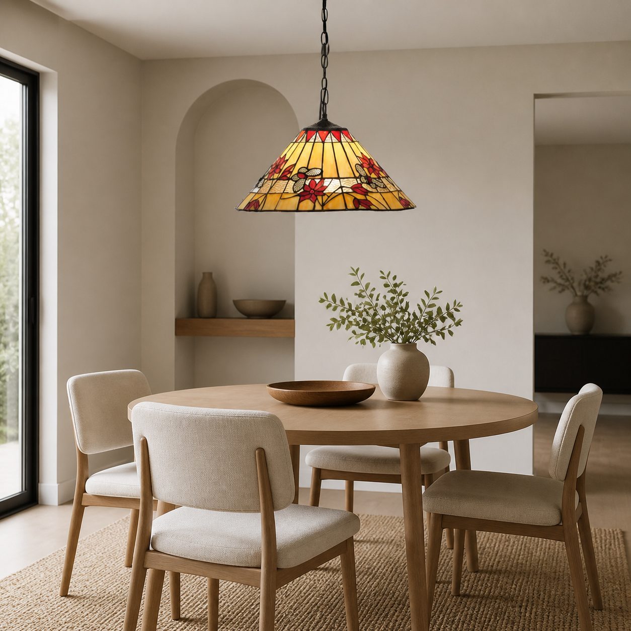 TF Butterfly Pendelleuchte – Hängelampe im Buntglas-Design für Esszimmer, Flur und Wohnzimmer