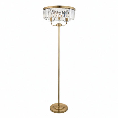 Beveline 3 Light Round Floor Lamp - Faceted Cut Glass Shades Classic Metal Finish For Living Rooms
