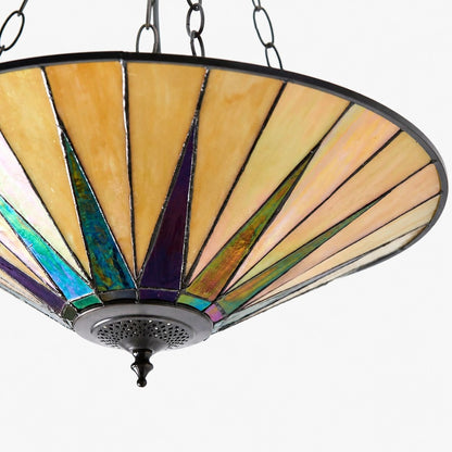 TF Dark Star Tiffany Ceiling Lamp – Stained Glass Star Design for Dining or Hall