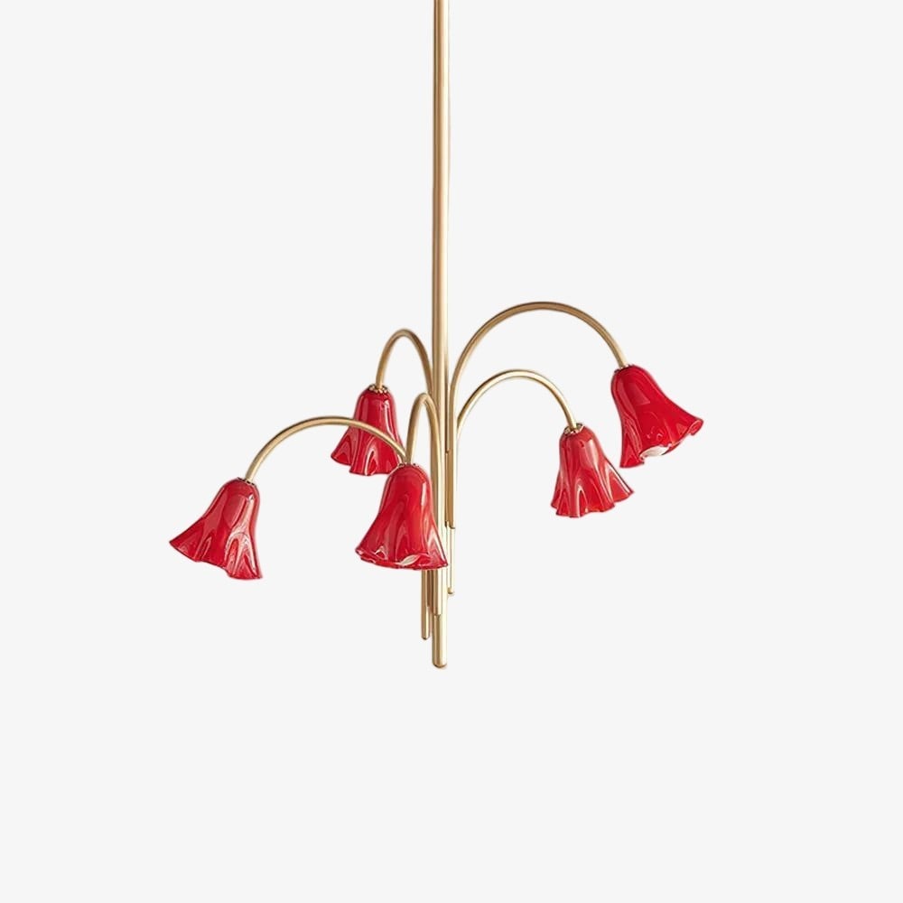 Bellina Sculptural Glass Lily Chandelier – Modern Romantic Pendant Light for High Ceilings