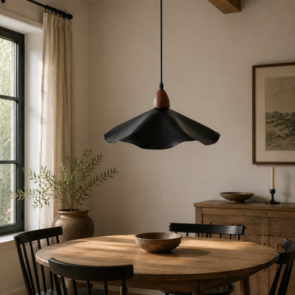 Vintage Wavy Pendant Light with Aged Metal Shade