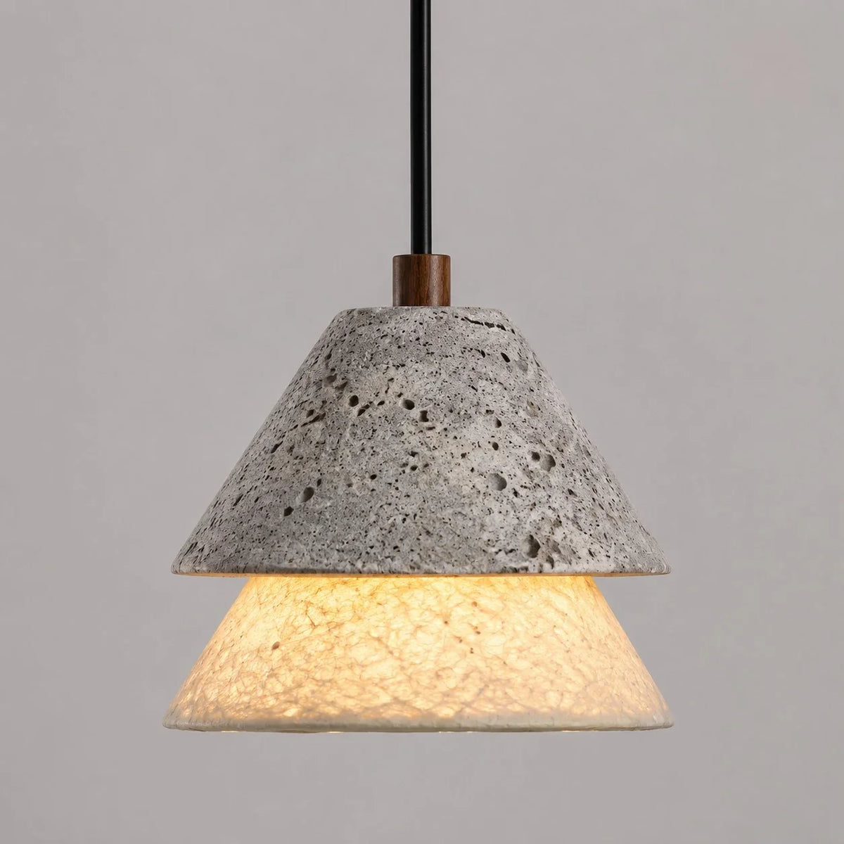Grey Stone Pendant Light with Paper Diffuser