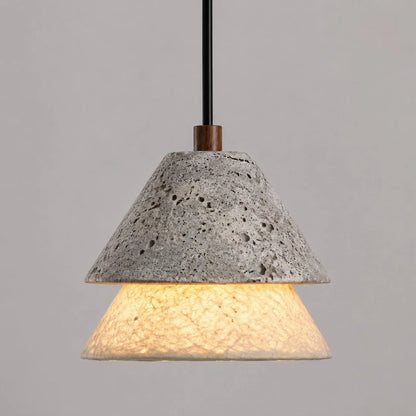 Grey Stone Pendant Light with Paper Diffuser