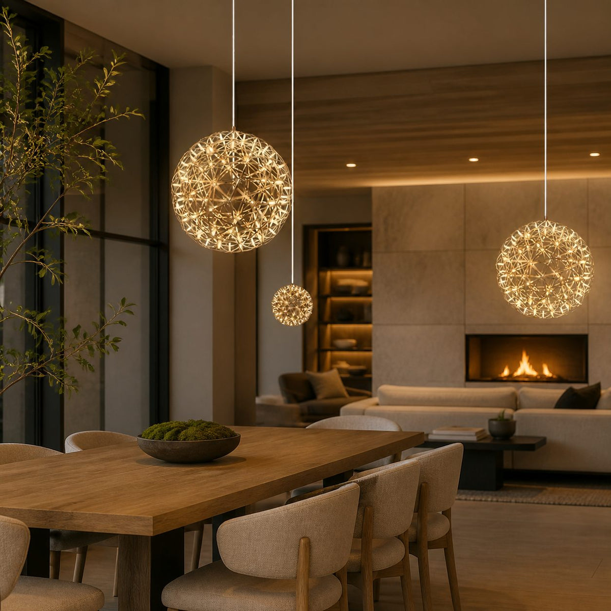 Silver Spark Ball Pendant Light