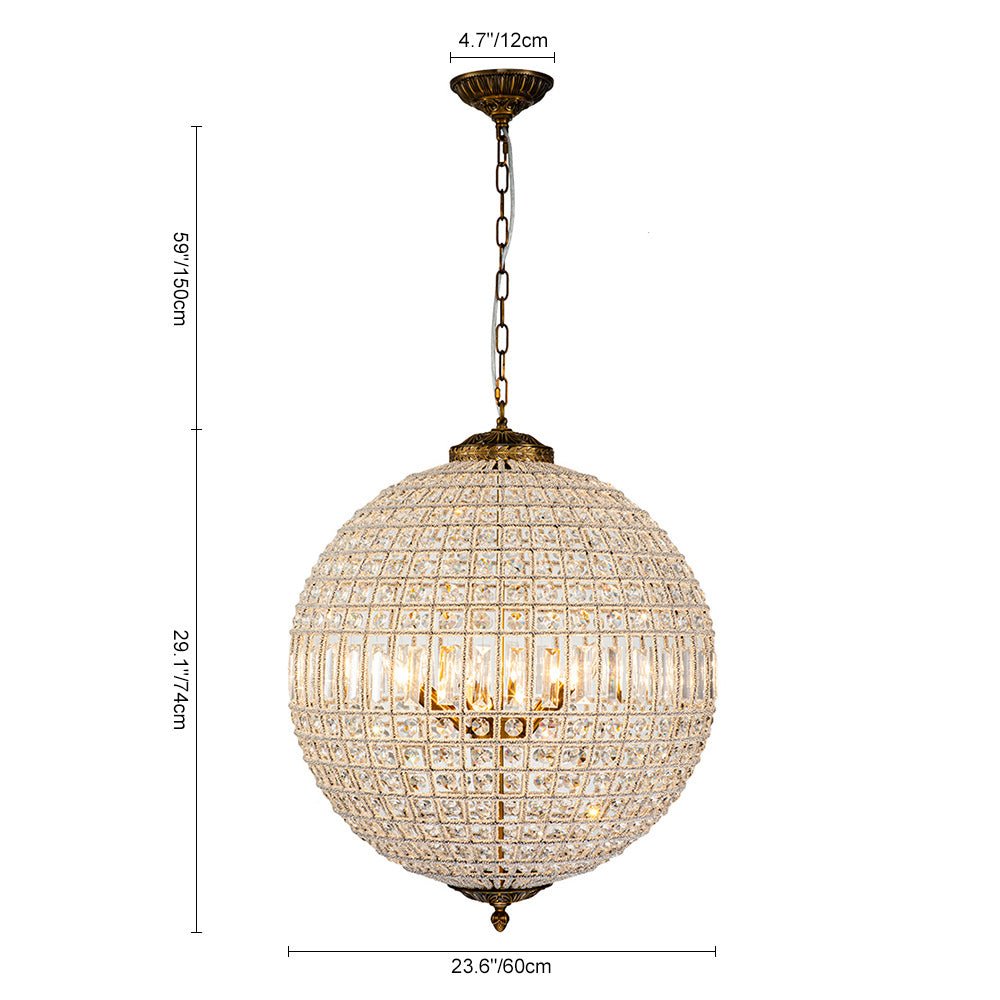 Luxuriöse Vintage Kristall Kugel Pendelleuchte