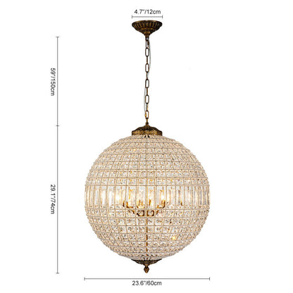 Luxuriöse Vintage Kristall Kugel Pendelleuchte
