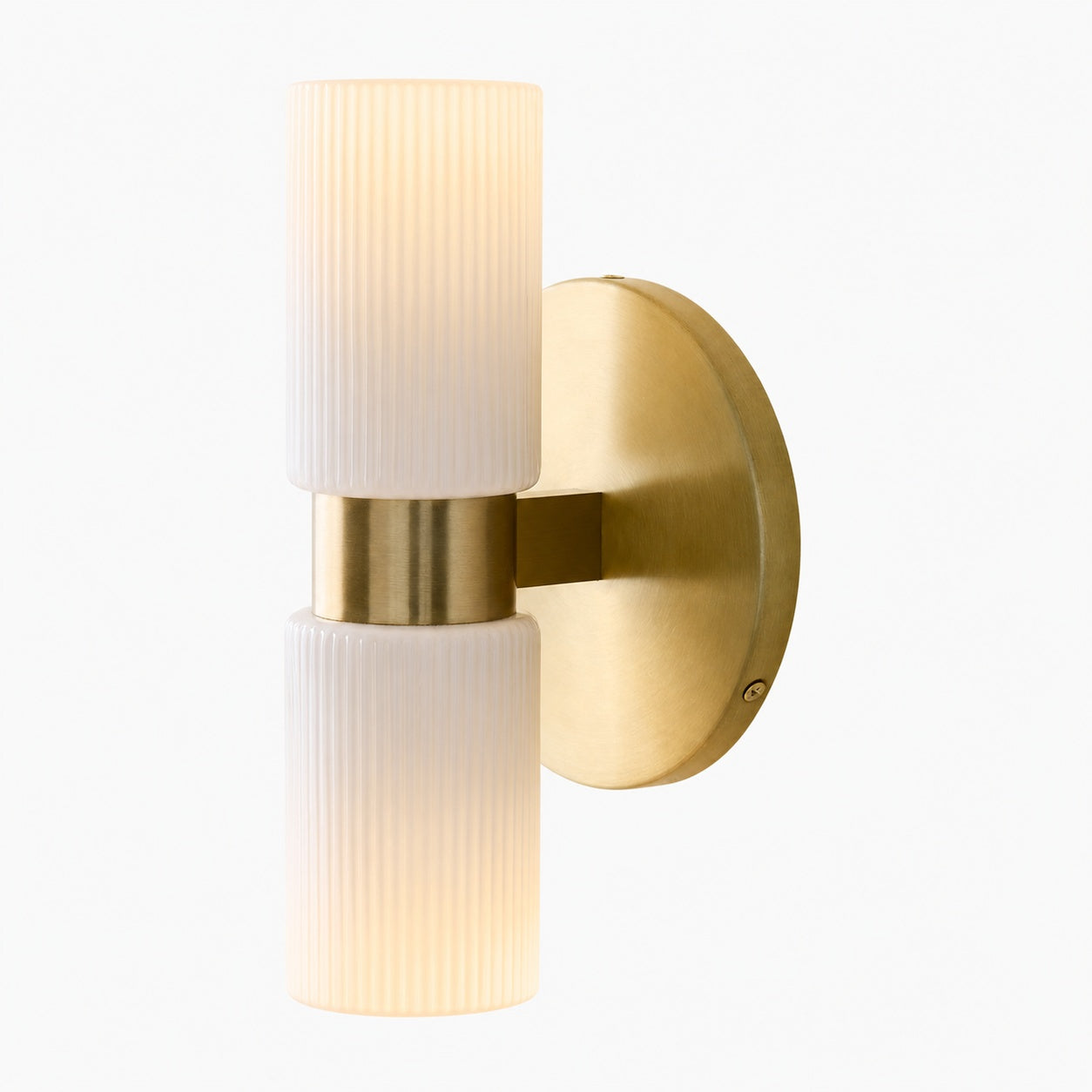 Rivora Doppel-Wandleuchte aus geriffeltem Glas, kurze Form, für drinnen und draußen, elegante Wandleuchte