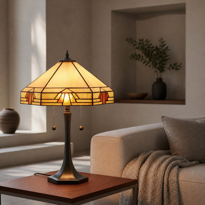 TF Nevada Geometrische Tischleuchte aus Buntglas – Tischlampe für Wohn- und Schlafzimmer