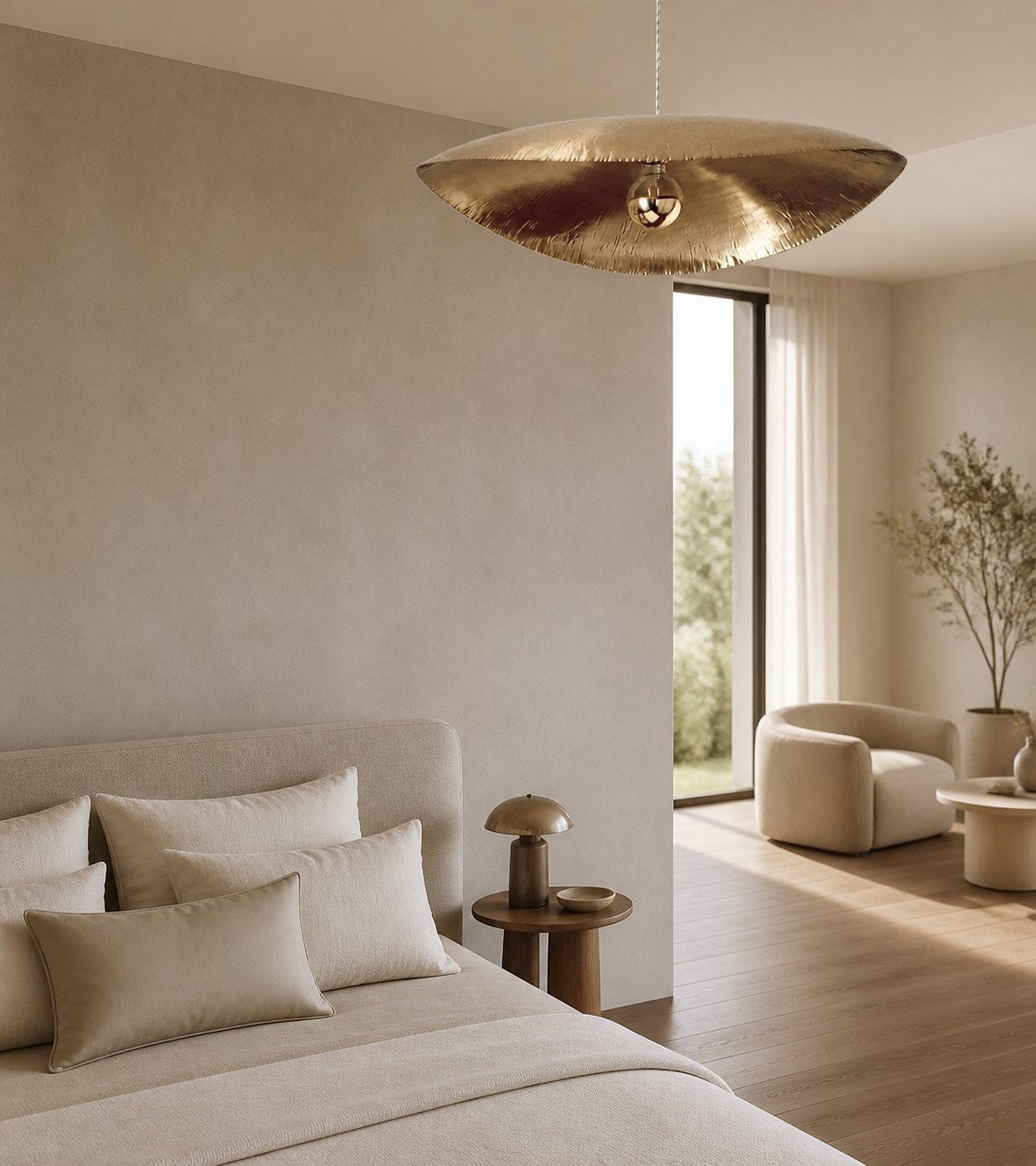 Hammered Brass Suspension Light