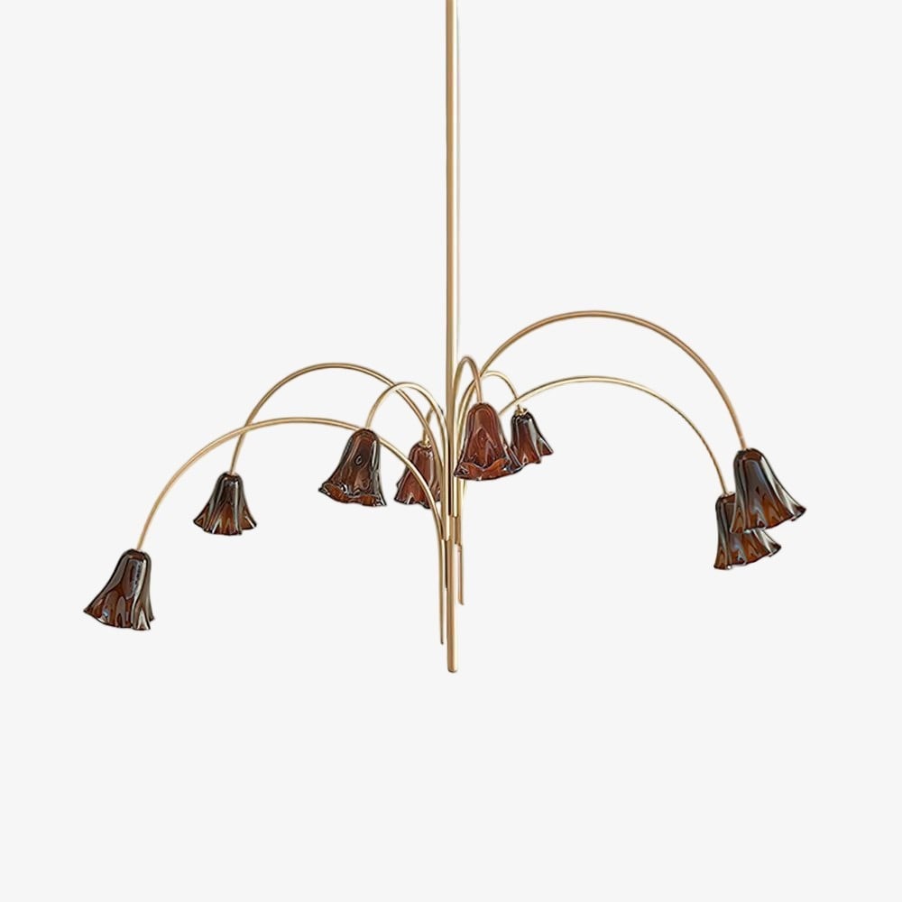 Bellina Sculptural Glass Lily Chandelier – Modern Romantic Pendant Light for High Ceilings