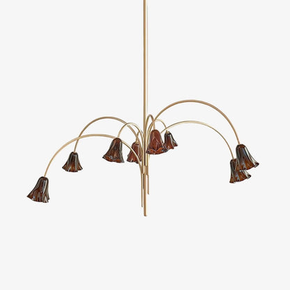 Bellina Sculptural Glass Lily Chandelier – Modern Romantic Pendant Light for High Ceilings