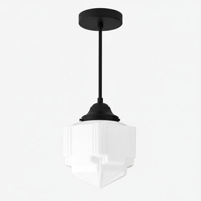 Geotower Glass Modern Pendant Light - Skyscraper Design - Brass or Black or Nickel Finish