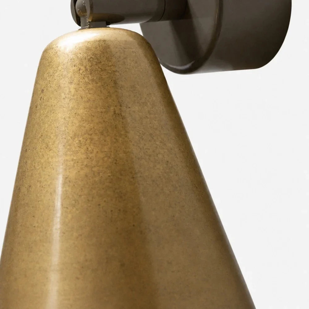 Brass cone shade close detail