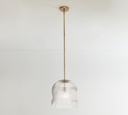 Bravira Ribbed Glass Pendant Light - Elegant Kitchen Island Lamp