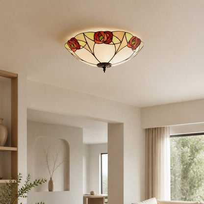 TF Ingram handgefertigte Buntglas-Deckenleuchte – Vintage Art Deco Tiffany-Leuchte für das Esszimmer