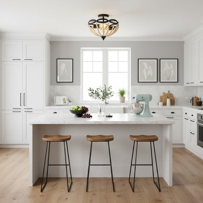 Rustibea Beaded Dome Ceiling Light – Vintage Country for Kitchen