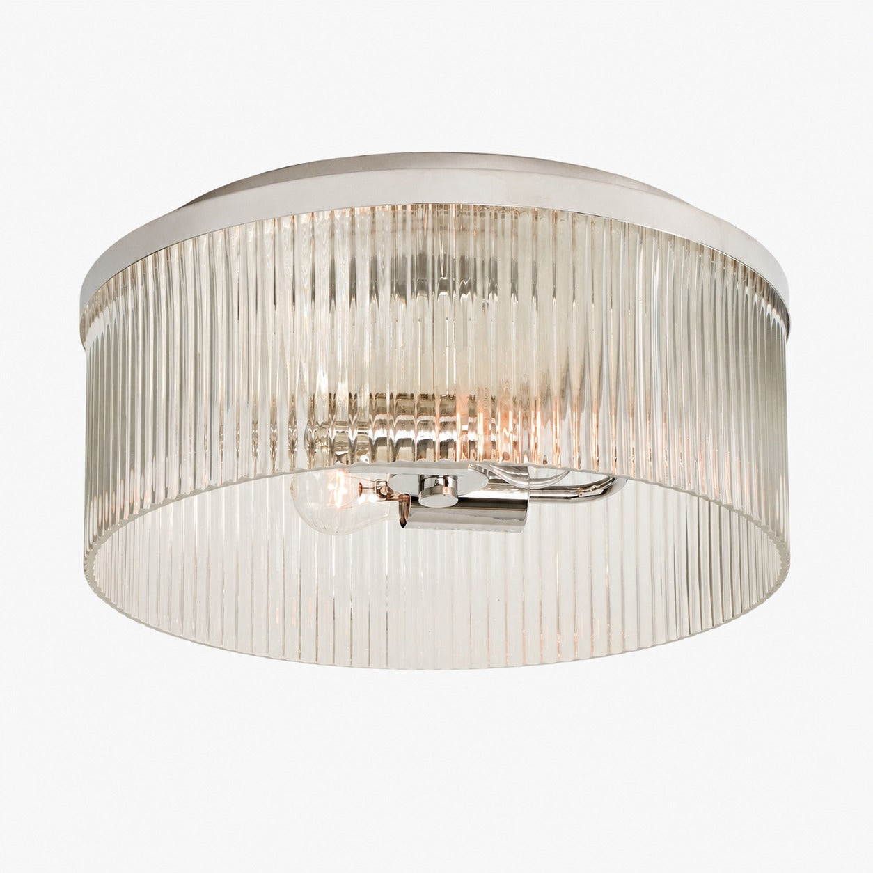 Bravira Flush Mount Ceiling Light - Ribbed & Bubbled Glass Metal Light