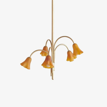 Bellina Sculptural Glass Lily Chandelier – Modern Romantic Pendant Light for High Ceilings
