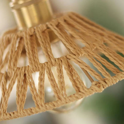 Close detail of rattan shade weave