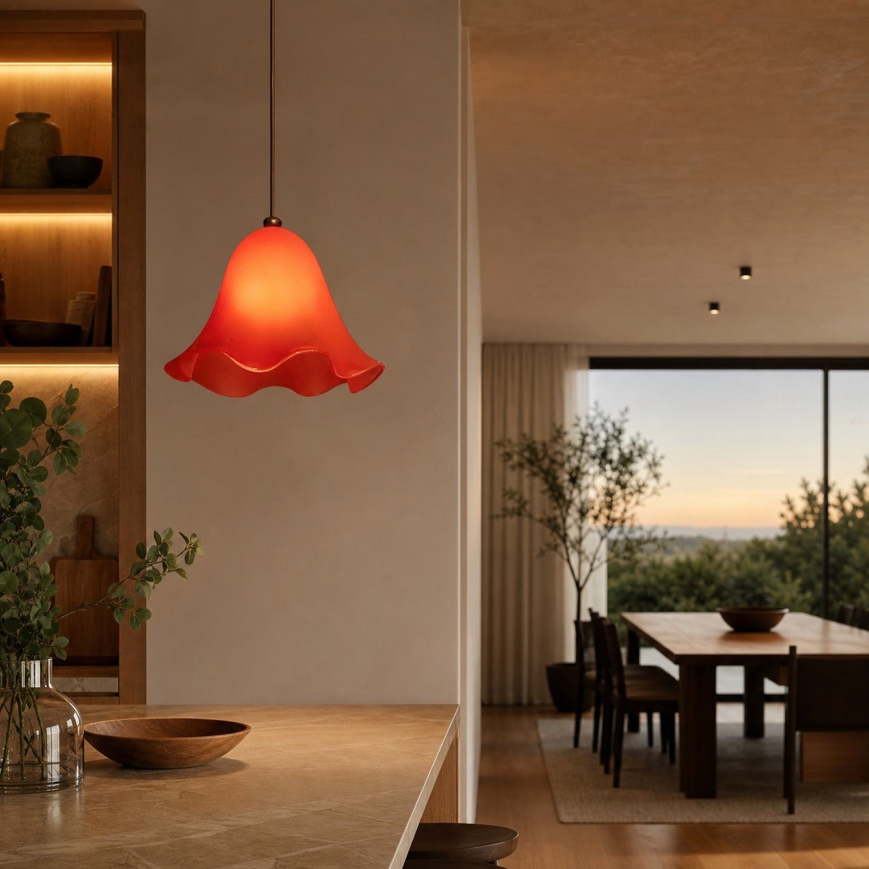 Bellina Artistic Glass Pendant Light - Modern Bloom Inspired Hanging Ceiling Lamp