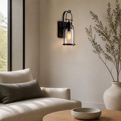 Ivoran Industrial Cylinder Wall Sconce - Glass Shade Design, Modern Wall Lighting U12