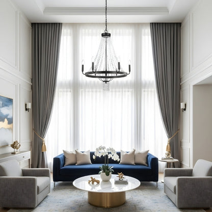 Crystallis Modern Metal Structure Crystal Chandelier - Luxury Lighting for Living Room