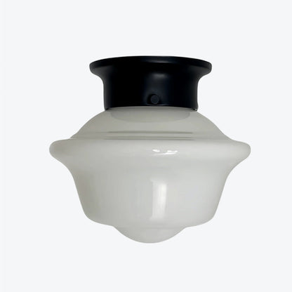 Minimalist Glass Ceiling and Black Metal Lamp