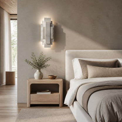 Kelsar Rectangular Wall Lamp - Gold and Silver Finishes for Living Room or Bedroom