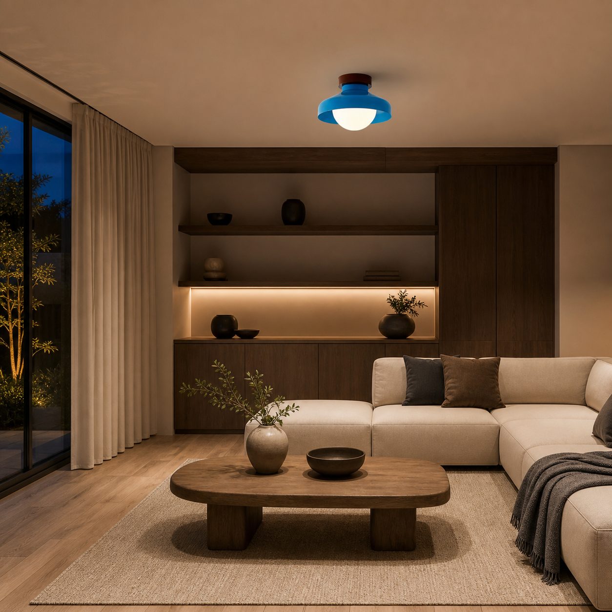 Elystra Modern Ceiling Light Minimalist Glass Shade Metal Fixture for Living Room Kitchen Hallway