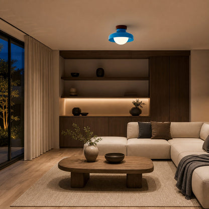 Elystra Modern Ceiling Light Minimalist Glass Shade Metal Fixture for Living Room Kitchen Hallway